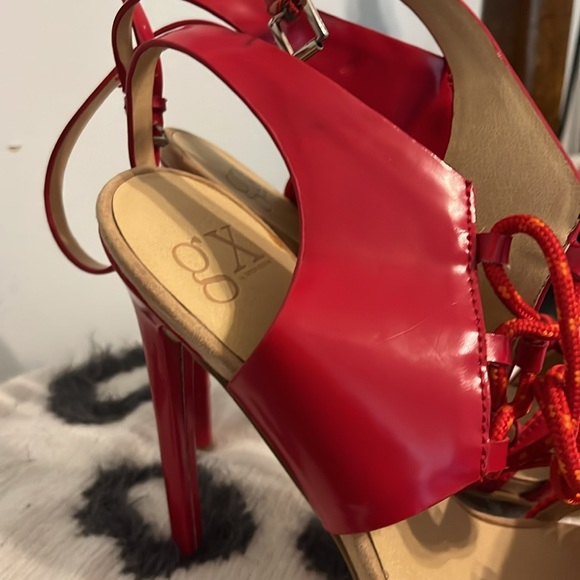 GX Gwen Stefani Y2K Streetwear Chiyo heels RED Lace up Ankle Wrap Stilettos 9 - Picture 7 of 9